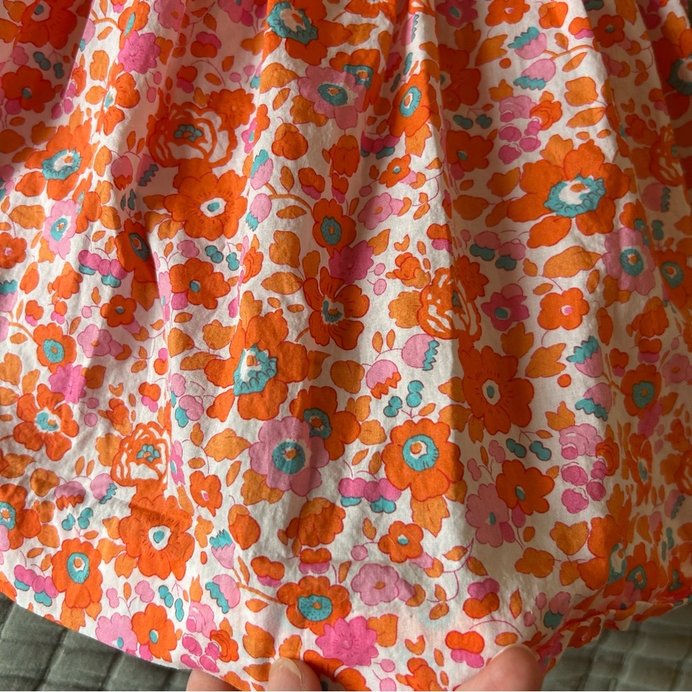 Jacadi Paris Liberty Fabric Floral Pink and Orange Sundress size‎ 12 m - Picture 5 of 6